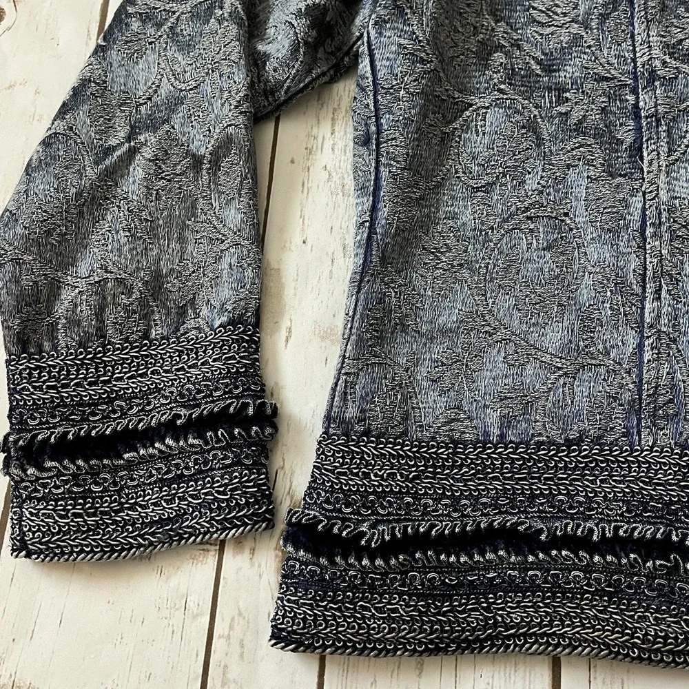 Vtg Quilted Brocade Blazer Jacket L 12 14 Soutache Trim Velvet Braid Art to Wear - Picture 10 of 11